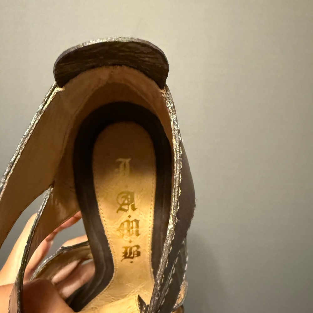 L.A.M.B. By Gwen Stefani. Lace up T strap Leather Sandal - Picture 6 of 8